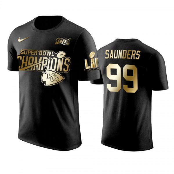 Kansas City Chiefs Khalen Saunders Black Super Bowl LIV Champions Golden Edition T-Shirt