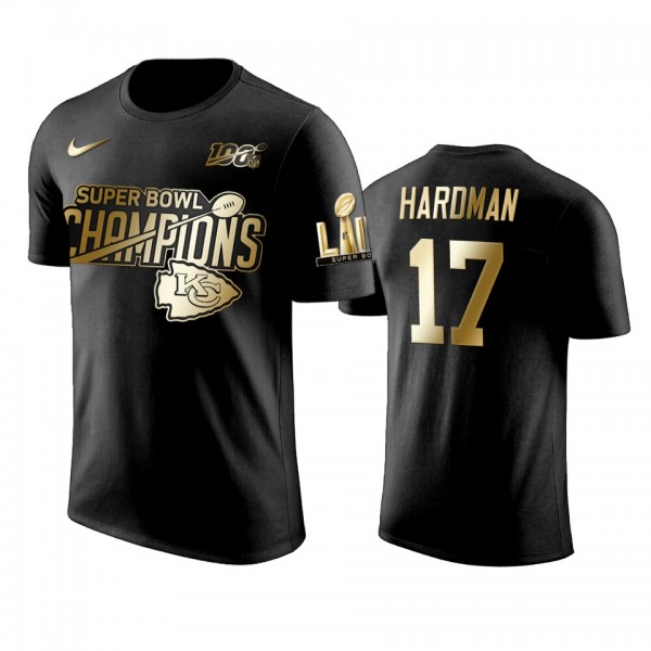 Kansas City Chiefs Mecole Hardman Black Super Bowl LIV Champions Golden Edition T-Shirt