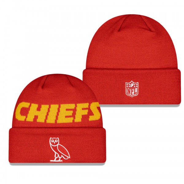Men's Kansas City Chiefs Red OVO x NFL Cuffed Knit...