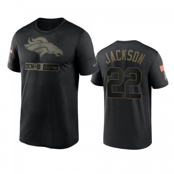 Denver Broncos Kareem Jackson Black 2020 Salute To Service Team Logo Performance T-shirt