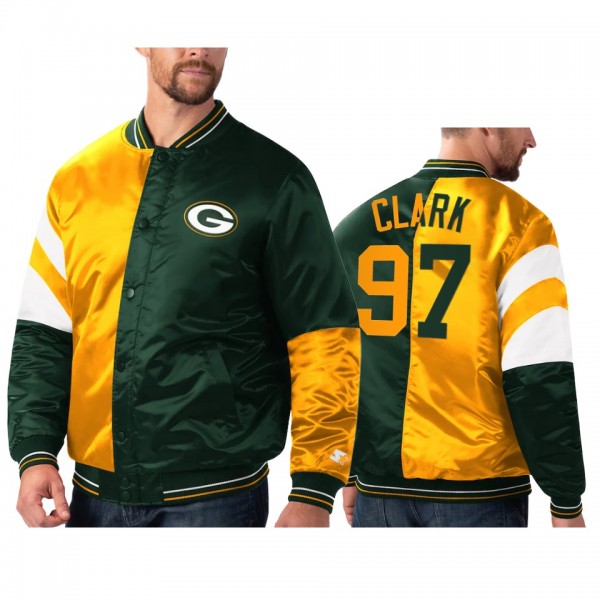 Green Bay Packers Kenny Clark Green Gold Split Lea...