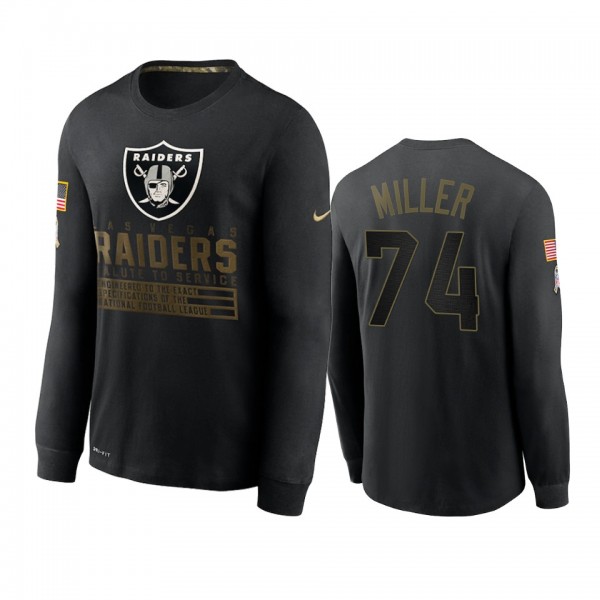 Las Vegas Raiders Kolton Miller Black 2020 Salute To Service Sideline Performance Long Sleeve T-shirt