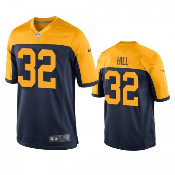 Green Bay Packers Kylin Hill Navy Throwback Game J...
