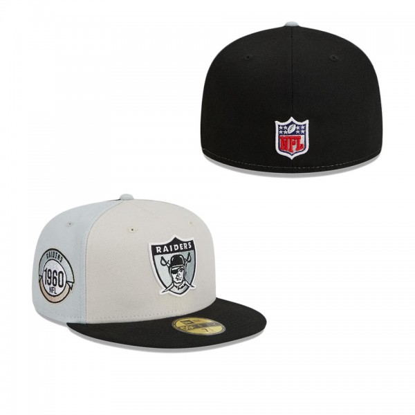 Men's Las Vegas Raiders Cream Black 2023 Sideline Historic 59FIFTY Fitted Hat