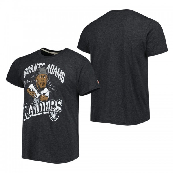 Men's Las Vegas Raiders Davante Adams Homage Heathered Black Caricature Player Tri-Blend T-Shirt