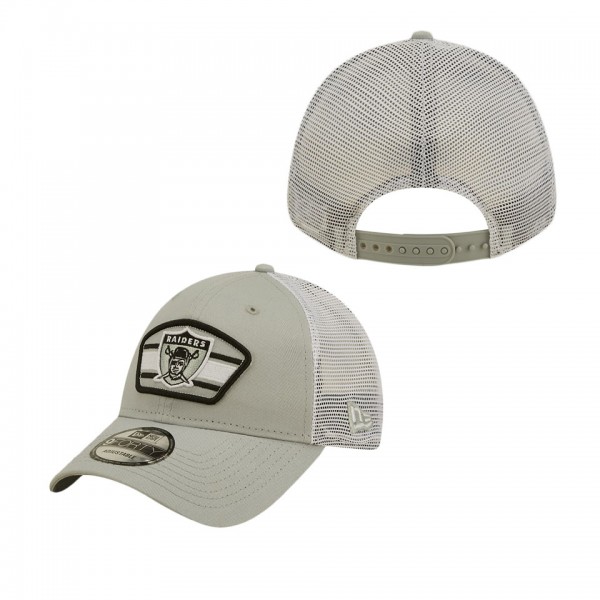 Men's Las Vegas Raiders Gray White Logo Patch Trucker 9FORTY Snapback Hat