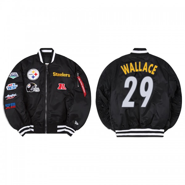 Levi Wallace Alpha Industries X Pittsburgh Steelers MA-1 Bomber Black Jacket