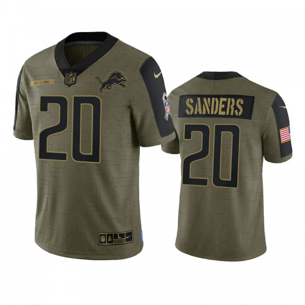 Detroit Lions Barry Sanders Olive 2021 Salute To S...
