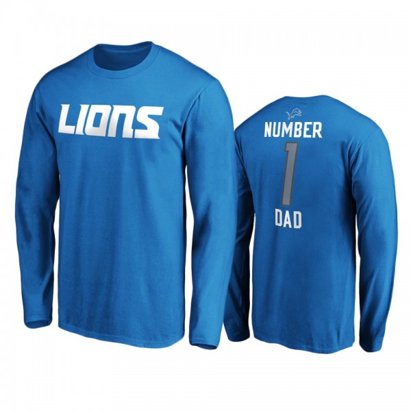 Detroit Lions Blue #1 Dad Long Sleeve T-Shirt