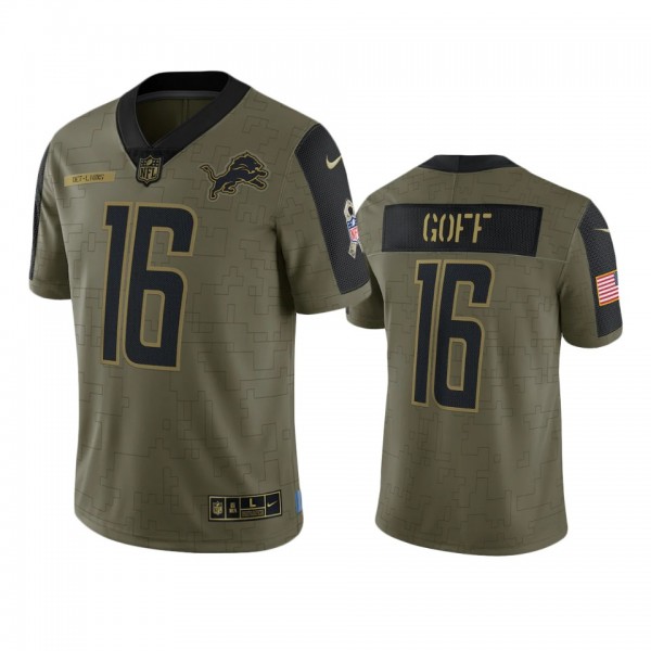 Detroit Lions Jared Goff Olive 2021 Salute To Serv...