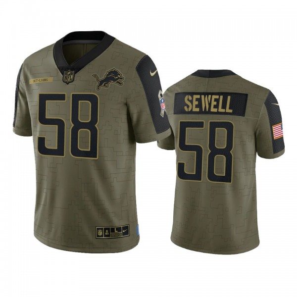 Detroit Lions Penei Sewell Olive 2021 Salute To Service Limited Jersey