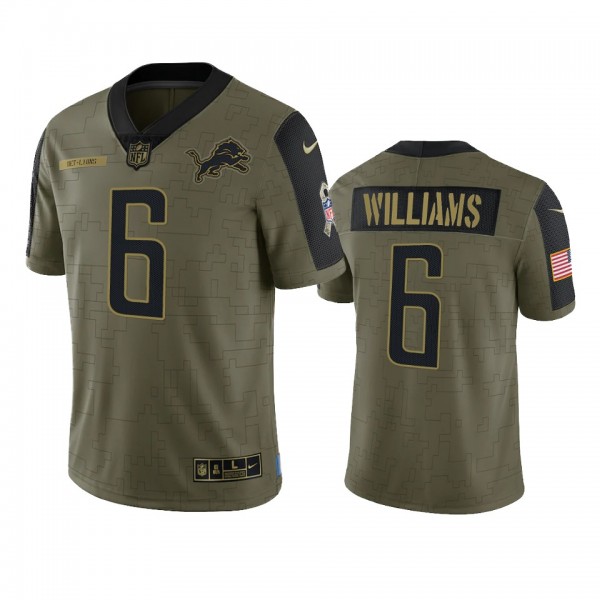 Detroit Lions Tyrell Williams Olive 2021 Salute To...