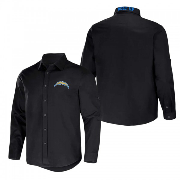 Men's Los Angeles Chargers NFL x Darius Rucker Collection by Fanatics Black Convertible Twill Long Sleeve Button-Up Shirt