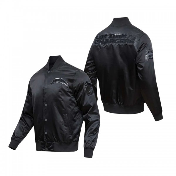 Men's Los Angeles Chargers Pro Standard Triple Black Satin Full-Snap Varsity Jacket