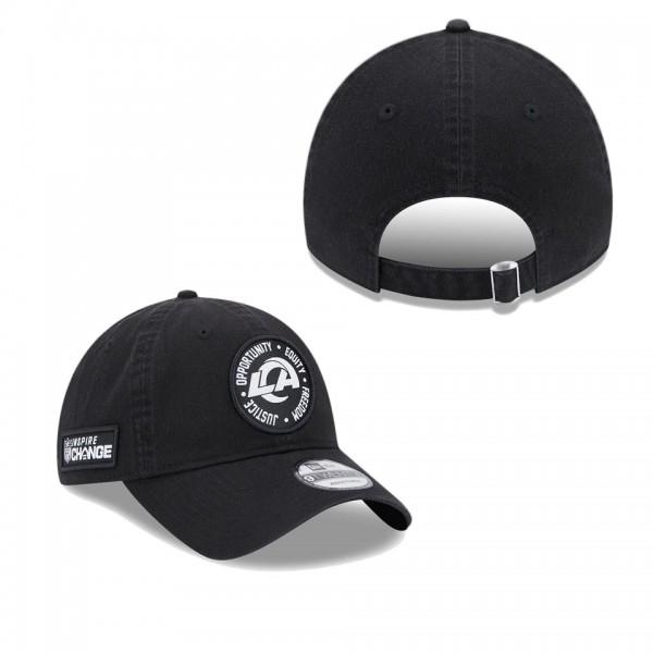 Men's Los Angeles Rams Black 2022 Inspire Change 9TWENTY Adjustable Hat