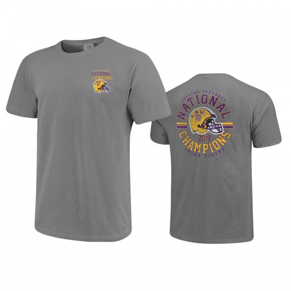 LSU Tigers Gray 2019 National Champions Helmet Circle T-Shirt