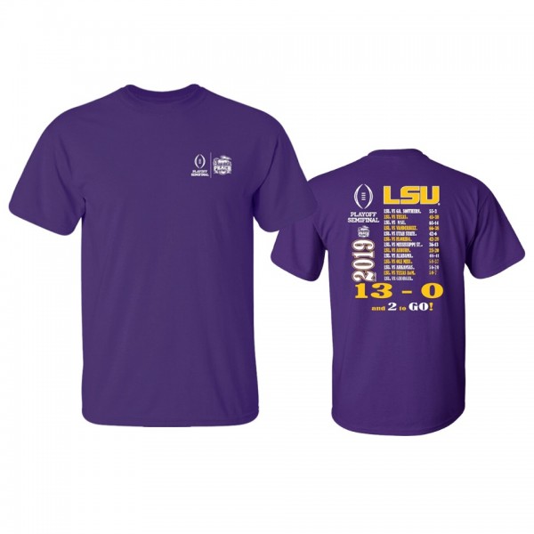 LSU Tigers Purple 2019 Peach Bowl Bound 13-0 Perfect Season T-Shirt