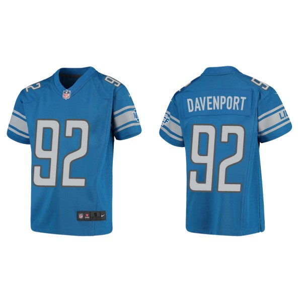 Youth Detroit Lions Marcus Davenport Blue Game Jer...