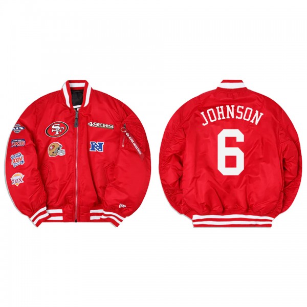 Marcus Johnson Alpha Industries X San Francisco 49ers MA-1 Bomber Red Jacket