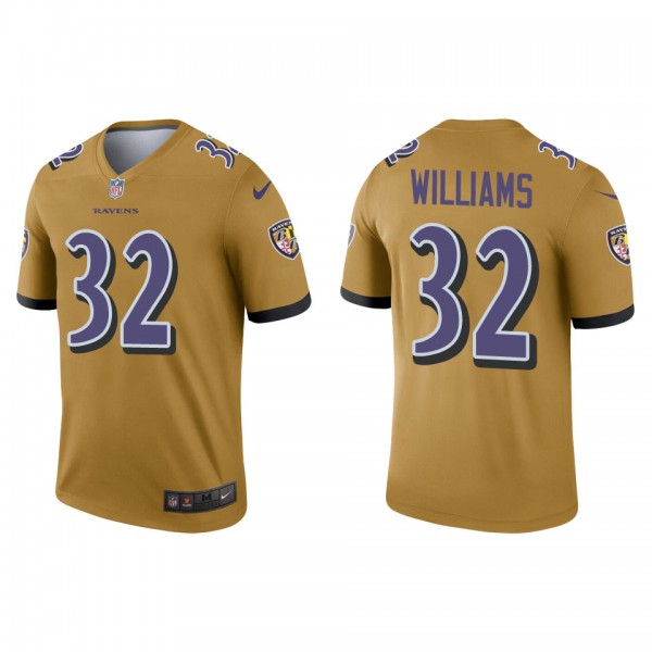 Men's Baltimore Ravens Marcus Williams Gold Invert...