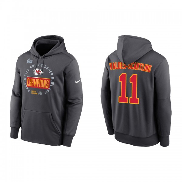 Marquez Valdes-Scantling Kansas City Chiefs Anthracite Super Bowl LVII Champions Locker Room Trophy Collection Pullover Hoodie