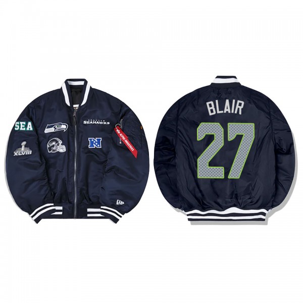 Marquise Blair Alpha Industries X Seattle Seahawks MA-1 Bomber Navy Jacket