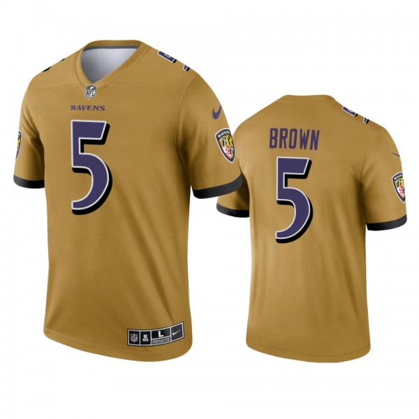 Baltimore Ravens Marquise Brown Gold 2021 Inverted...