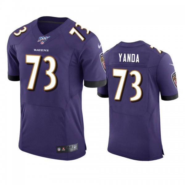 Baltimore Ravens Marshal Yanda Purple 100th Season Vapor Elite Jersey