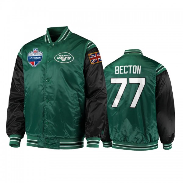 New York Jets Mekhi Becton Green 2021 London Game Jacket