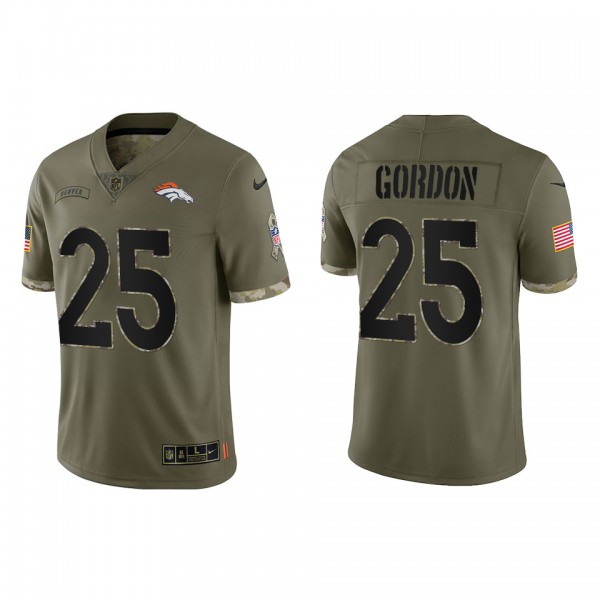 Melvin Gordon Denver Broncos Olive 2022 Salute To Service Limited Jersey