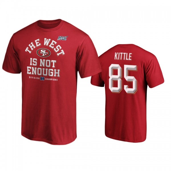 San Francisco 49ers George Kittle Scarlet 2019 NFC West Division Champions Cover Two T-Shirt