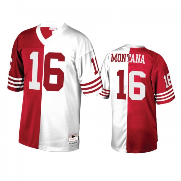 San Francisco 49ers Joe Montana Scarlet White Retired Player Split Jersey