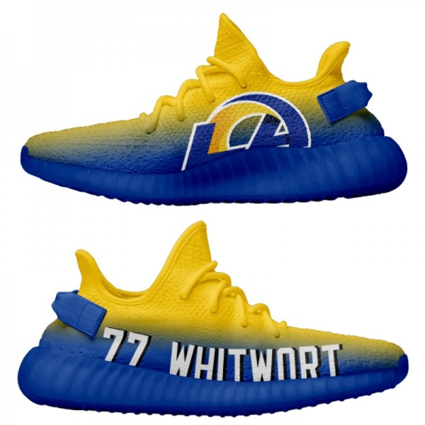 Men's Yeezy Boost 350 Los Angeles Rams Andrew Whitworth Royal Gold Lightweight Shoes