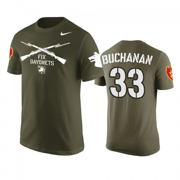 Army Black Knights Jakobi Buchanan #33 Olive Rivalry T-Shirt