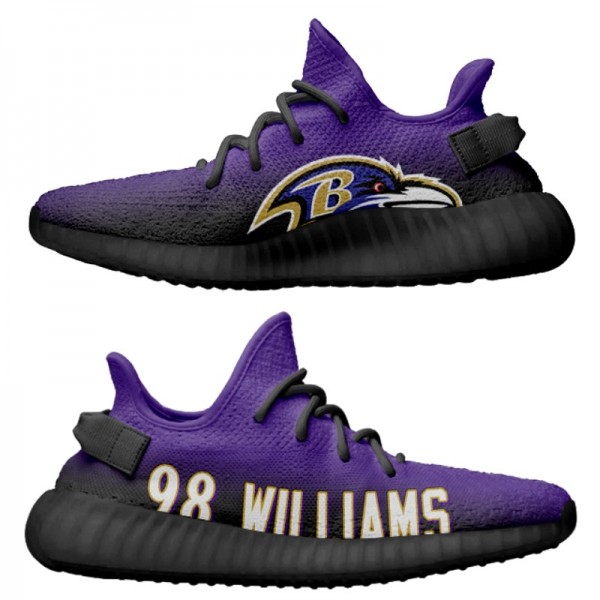Men's Yeezy Boost 350 Baltimore Ravens Brandon Williams Purple Lightweight Shoes