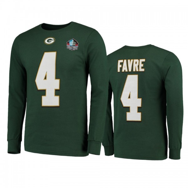 Green Bay Packers Brett Favre Green Hall of Fame Long Sleeve Retired Player T-Shirt