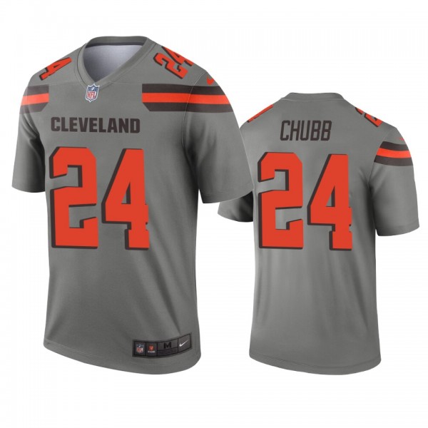 Cleveland Browns Nick Chubb Gray Inverted Legend J...