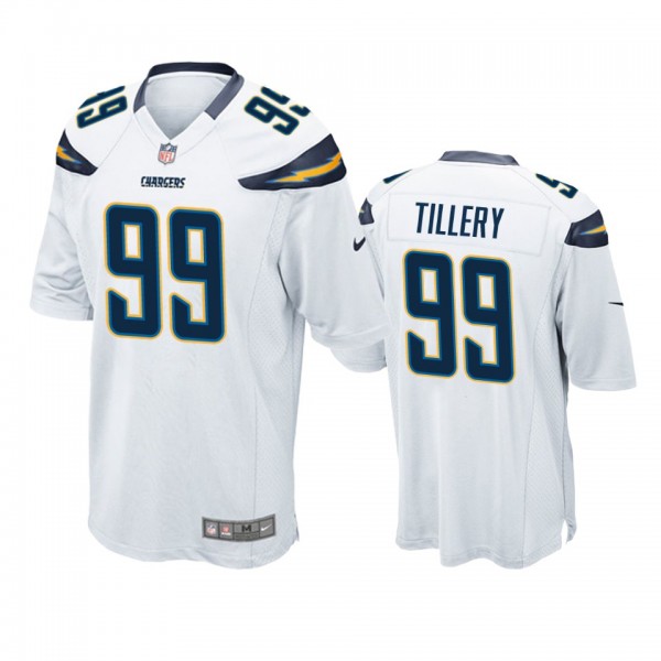 Los Angeles Chargers Jerry Tillery White 2019 NFL Draft Game Jersey