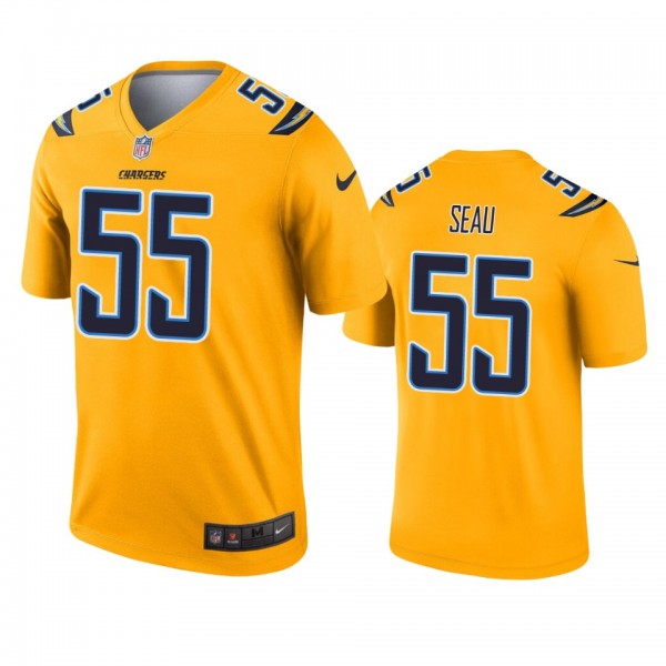Los Angeles Chargers Junior Seau Gold Inverted Leg...