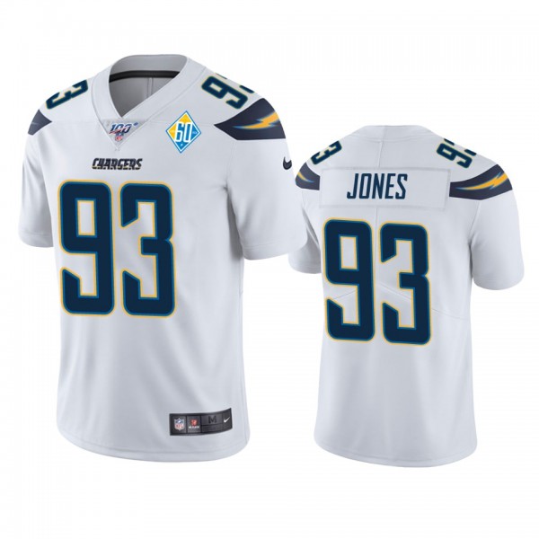 Los Angeles Chargers Justin Jones White 60th Anniversary Vapor Limited Jersey