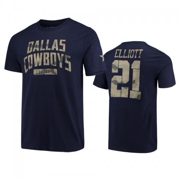 Dallas Cowboys Ezekiel Elliott Navy Camo Name &...