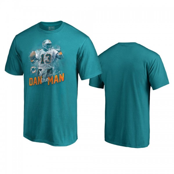 Miami Dolphins Dan Marino Aqua Illustration Retired Player T-Shirt