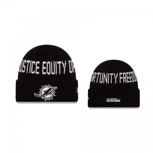 Men's Miami Dolphins Black Social Justice Cuff Knit Hat
