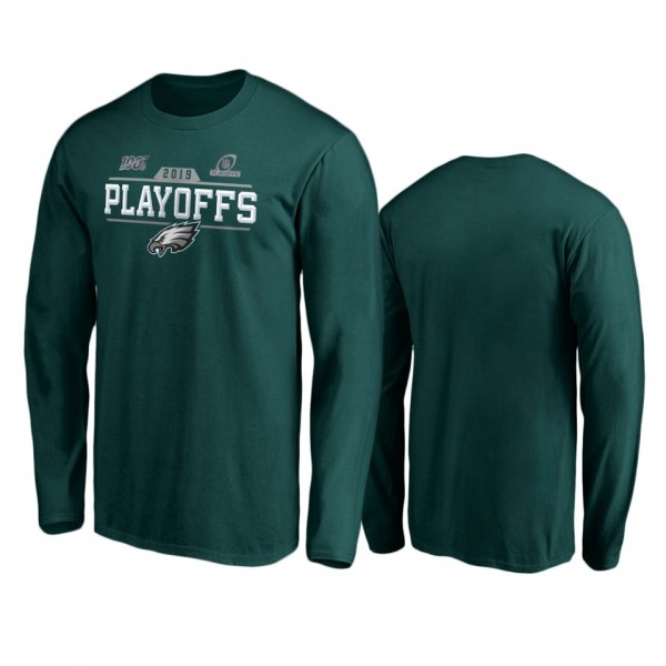 Men's Philadelphia Eagles Midnight Green 2019 NFL Playoffs Chip Shot Long Sleeve T-Shirt