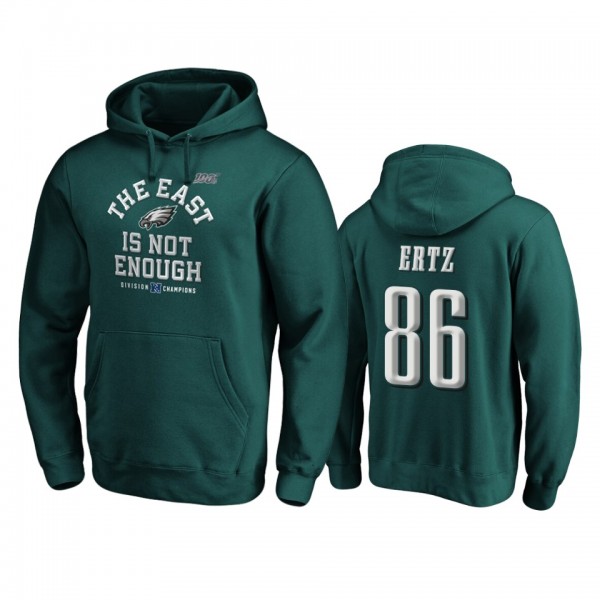 Philadelphia Eagles Zach Ertz Midnight Green 2019 NFC East Division Champions Cover Two Pullover Hoodie