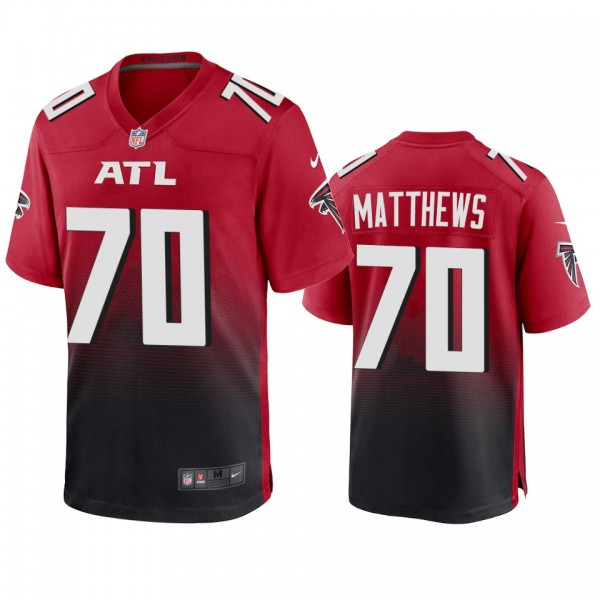 Atlanta Falcons Jake Matthews Red 2020 Game Jersey