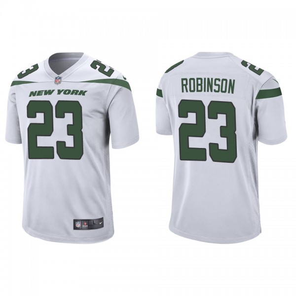 Men's New York Jets James Robinson White Game Jers...