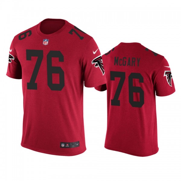 Atlanta Falcons #76 Kaleb McGary Red Color Rush T-...