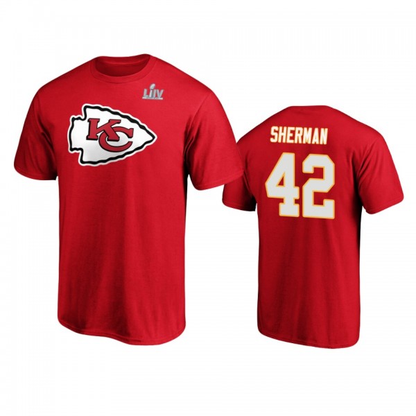 Men's Kansas City Chiefs Anthony Sherman Red Super Bowl LIV Halfback Player Name & Number T-Shirt