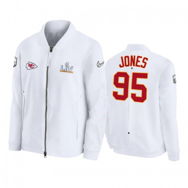 Kansas City Chiefs Chris Jones White Super Bowl LV Diamond Coaches Full-Zip Jacket
